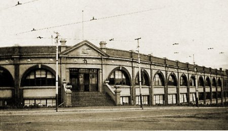 Hawthorn Tram Depot, looking west from Power Street. Photograph from an old postcard