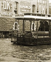 Cable tram in floodwaters by OK Jam Factory, 1907. Photograph courtesy Museum of Victoria
