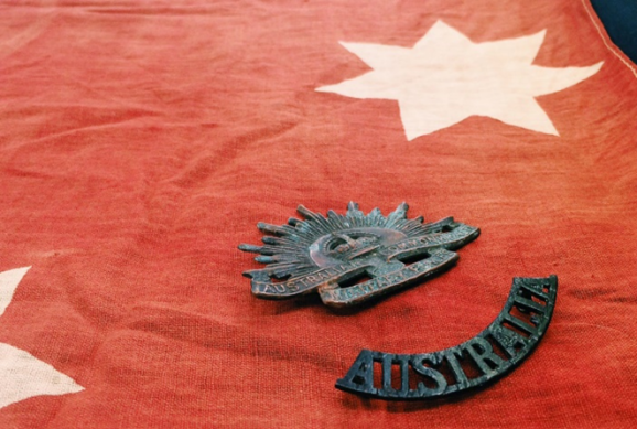 Tramway Anzacs: detail from exhibit, April 2015. Photograph courtesy Adam Chandler.