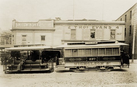 Nicholson Street bound MTOC cable tram no 237 in Bourke Street. Photograph courtesy State Library of Victoria