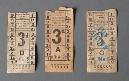 Sample flimsy tickets. From the Melbourne Tram Museum collection