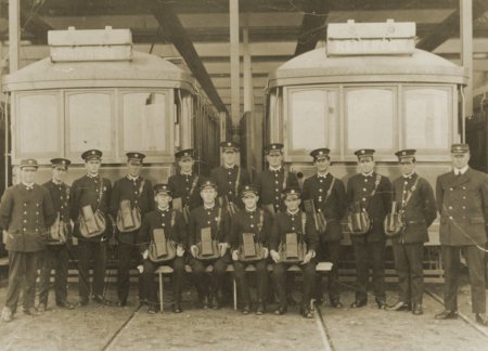Conductors of the FNPTT at Preston Depot circa 1920. Photograph courtesy State Library of Victoria