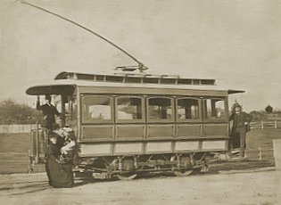 Box Hill and Doncaster Tramway Company tramcar No 2. La Trobe collection, State Library of Victoria