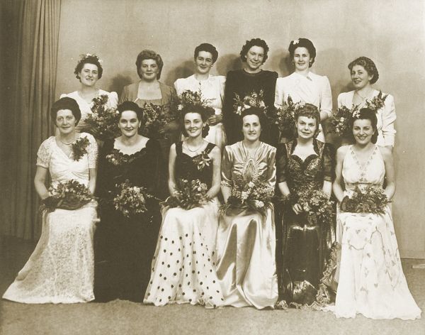 Conductresses at the Gala Ball, 31 August 1944. From the Melbourne Tram Museum collection.