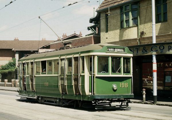 All-night tram Q class 198 in 1953. Photograph courtesy Noel Reed