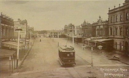 NMETL V class tram in Racecourse Road, Newmarket. Photograph Moonee Valley Council