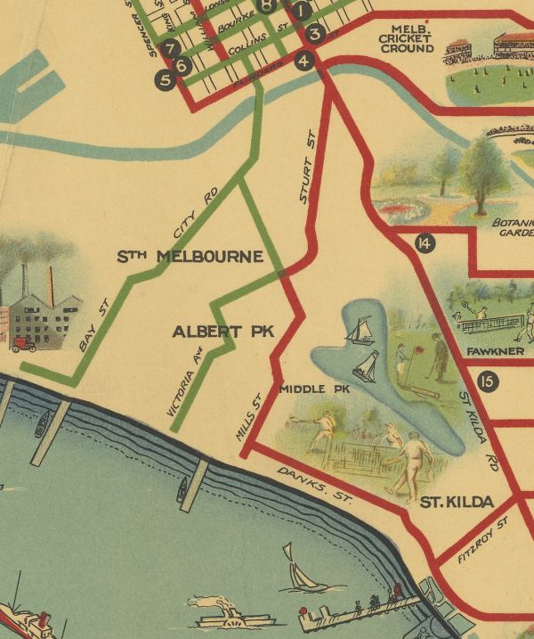 A segment of an early 1930s M&MTB map. Map courtesy State Library of Victoria