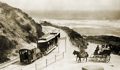 Steam tram, Sorrento Back Beach. Photograph courtesy Public Record Office Victoria.