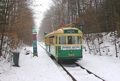 SW6 number 965 on its first test run in the snow at the Danish Tramway Museum, February 2006. Photograph courtesy Morton E. Storgaard