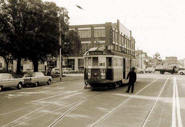 Tram 599 at William Street terminus. Photograph courtesy Mal Rowe